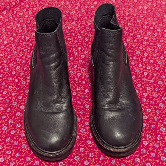 Eileen Fisher Chelsea Wedge Washed Leather Platform Lug Boot Chunky 7.5 - Picture 5 of 11